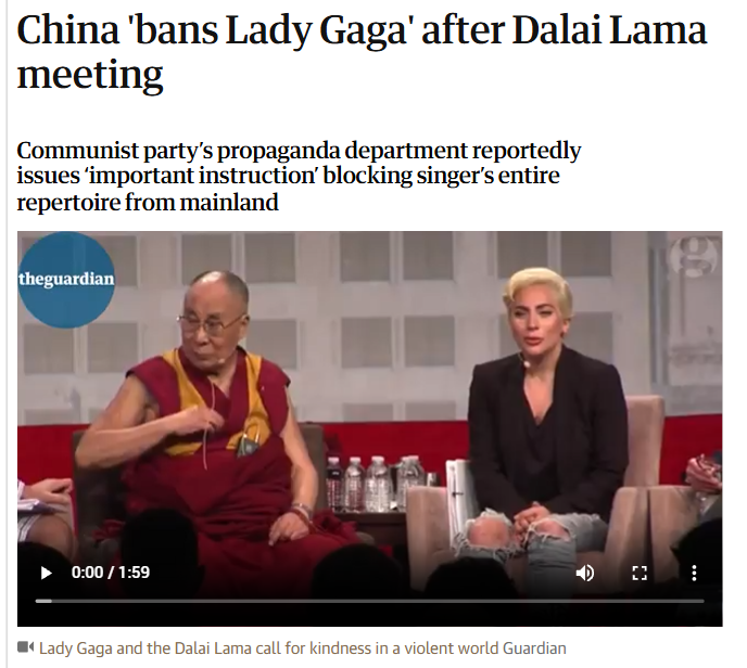 viprabuddhi's tweet photo. Country so free that they banned an international popstar just for meeting the Dalai Lama https://t.co/SIIyw5XCFS