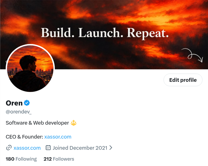 orendev_'s tweet photo. 212 followers 🚀

This afternoon I was at 80. Thank you all! 🙏

Devs, founders, and builders, let's connect! 🤝 https://t.co/4K6Wa6lrqW
