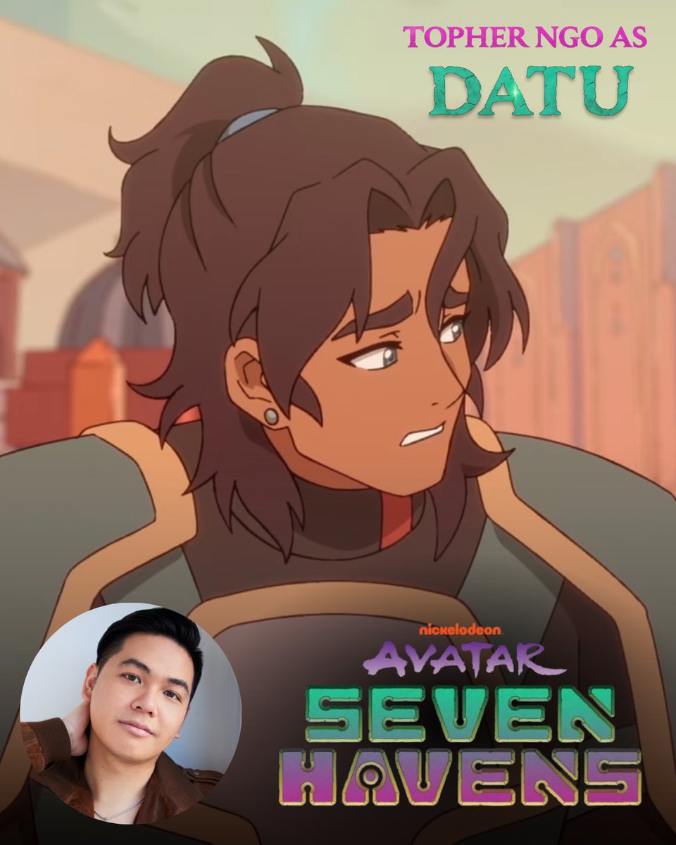 ItsTopherNgo's tweet photo. I’M IN AVATAR: SEVEN HAVENS AHHH 😱 

So profoundly honored to voice Datu in this legendary universe!!! Immense thank you to the creative team for believing in me 😭🖤

The first three episodes are out now on Paramount+!

#avatarsevenhavens #atla #datu #jae https://t.co/yTZFK1Sw5C