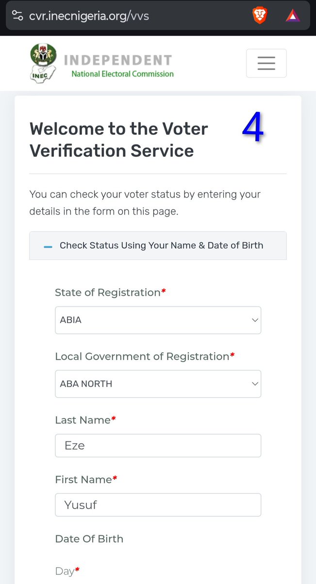 OpeVFX's tweet photo. @inecnigeria Follow these 5 steps to confirm voter information. 
1. Go to https://t.co/cdvdqbl5AW and log in 
2. Click the drop down button at the top right corner 
3. Click check voters status
4. Fill the information correctly 
5. Submit and voter information will be displayed. https://t.co/h5j0kHXWLL