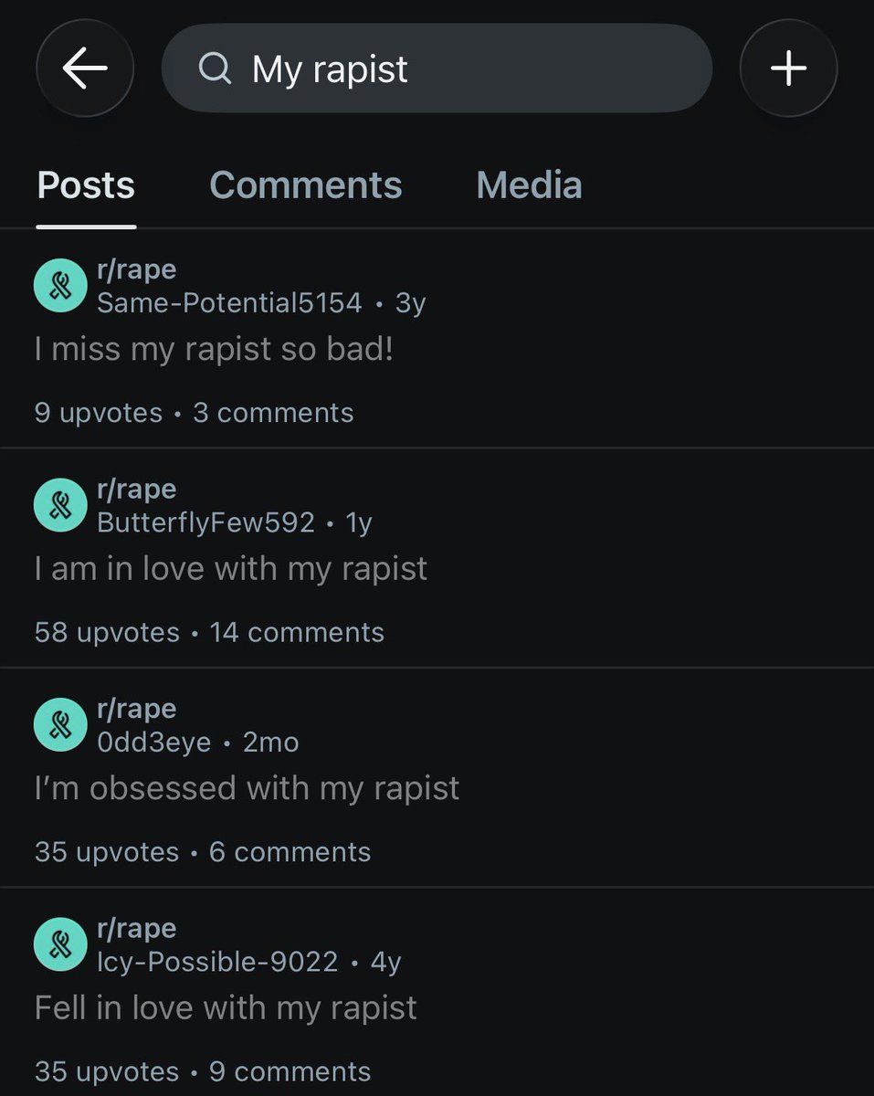 ImperiumFirst's tweet photo. Go on r/rape and search “want” and “my rapist”

This subreddit is an absolute goldmine lmao https://t.co/HAaoNi2onc