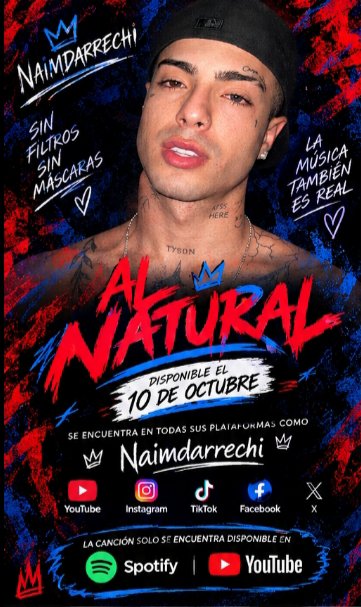 RobeloAnge89104's tweet photo. Ya disponible en Spotify y YouTube. 
Está buenísima 

AL NATURAL X NAIM 
#naimdarrechi https://t.co/PMVMzeMmR3