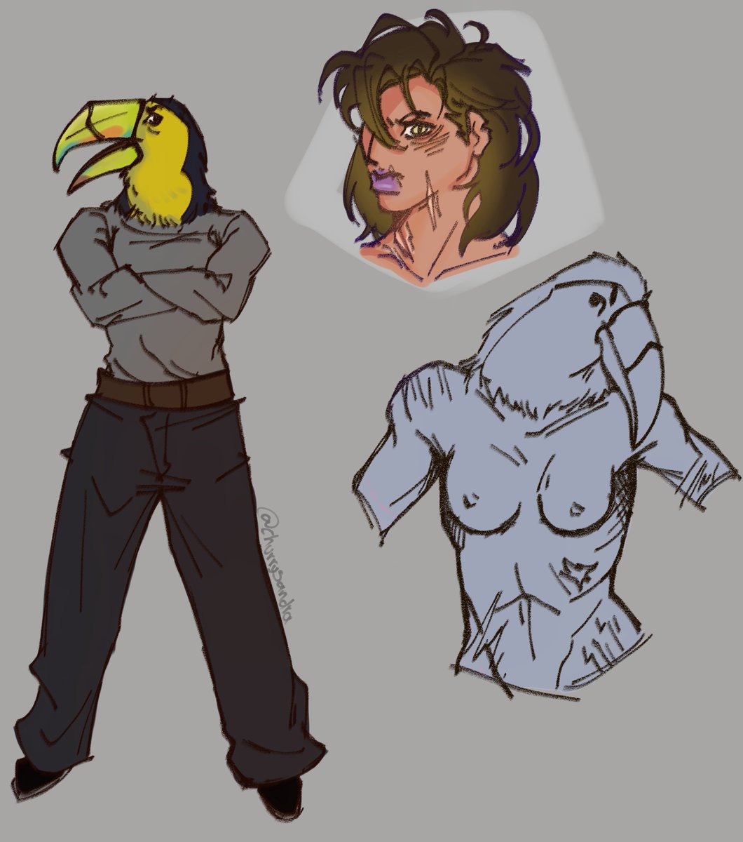 churry_sandia's tweet photo. Regresando a mis dibujos habituales 

El otro dia soñe con una chama tucan y coño era un diseño demasiado bueno como para no dibujarlo xd les dejo algunos garabatos q hice desde entonces https://t.co/rTJTybeGDg