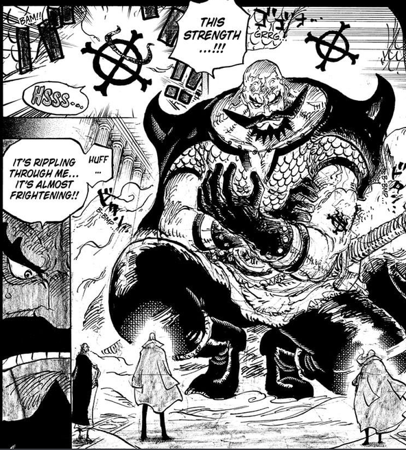WorstGenHQ's tweet photo. #ONEPIECE 
The fact that even the Gorosei got goosebumps when Harald became a Holy Knight and described him as nothing less than a monster, demonstrates just how powerful Holy Knight Harald truly was; even the Gorosei hyped him up immensely. https://t.co/8e37Qi828X
