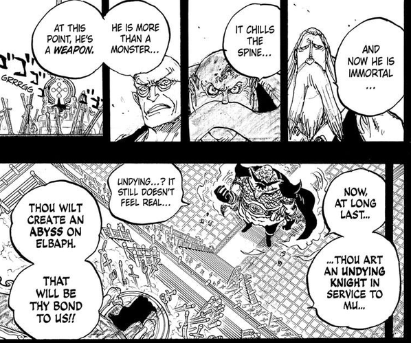 WorstGenHQ's tweet photo. #ONEPIECE 
The fact that even the Gorosei got goosebumps when Harald became a Holy Knight and described him as nothing less than a monster, demonstrates just how powerful Holy Knight Harald truly was; even the Gorosei hyped him up immensely. https://t.co/8e37Qi828X