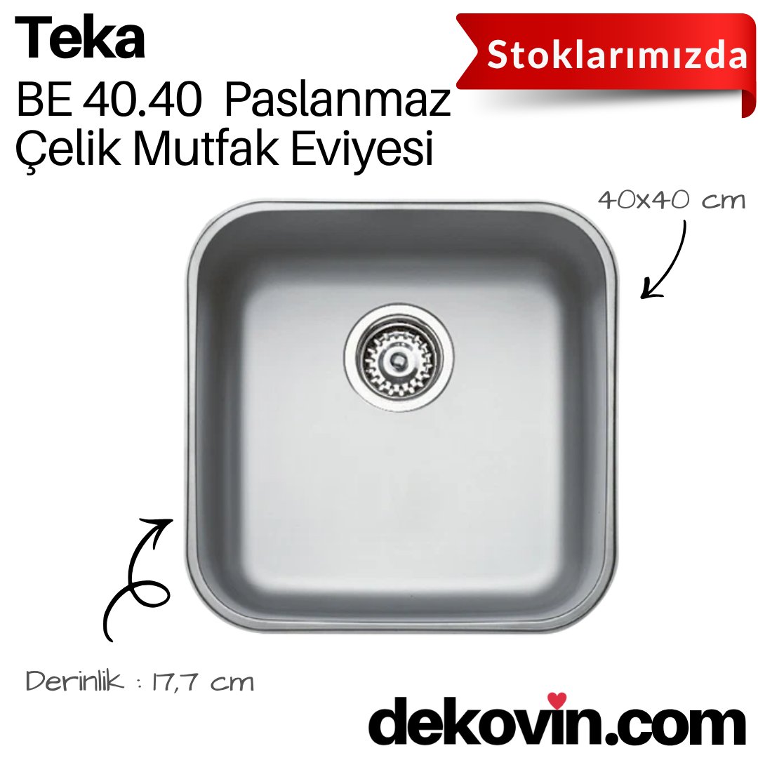 dekovincom's tweet photo. Küçük konut mutfak ya da ofislere uygun Teka BE 40.40 Paslanmaz Çelik Mutfak Eviyeleri ile mutfağınızı yenileyin!Tek hazneli 40x40 cm boyutlarında, kare mutfak eviyelerinde hazne derinliği 17,7 cm.
#dekovincom #tekamutfakevyesi #karemutfakevyesi #çelikmutfakevyesi #40cmevye https://t.co/hW2nE3nswO