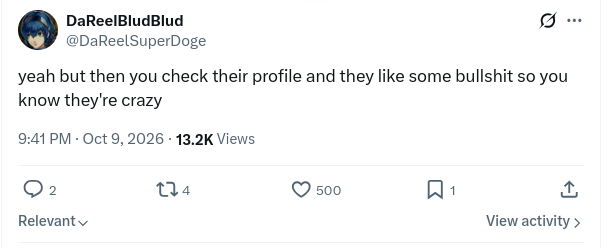DaReelSuperDoge's tweet photo. bro 500 souls sat down logged on to twitter and liked ts https://t.co/nYmWqA8rug