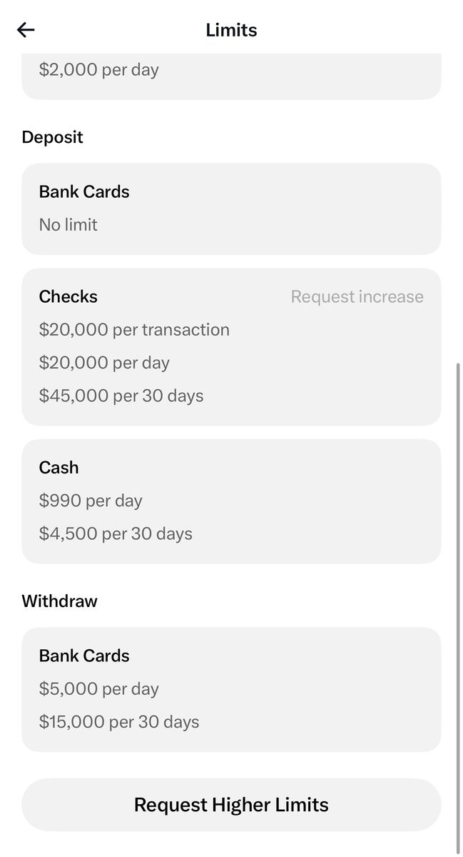 goinkaa's tweet photo. @cook449662 You should check your limit on X Money once you create the account. The limits are likely to be higher (their T&amp;C is quite restrictive unnecessarily)  @XMoney fyi https://t.co/faexqPcsTb