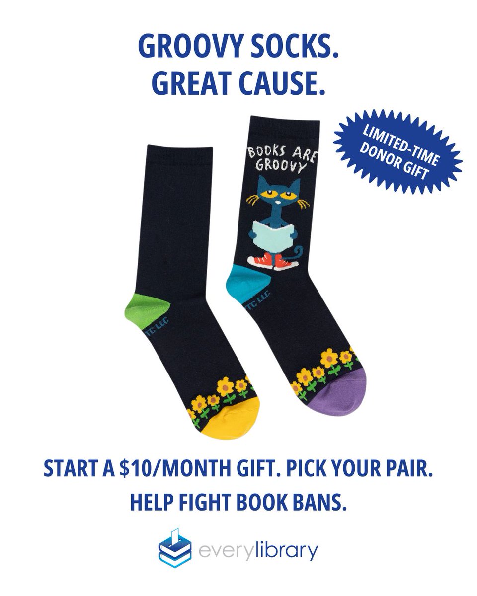 EveryLibrary's tweet photo. Get these socks for a limited time during Banned Books Week!

Fight book bans with warm feet!

https://t.co/Chux5QHyMw https://t.co/WevwRpCmHF