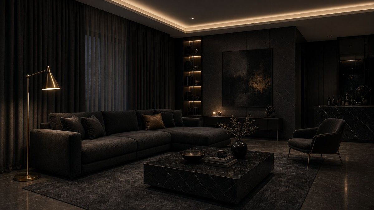 CowboyWren's tweet photo. Whole place, one story: charcoal, brass, low light.

Photo one room. Pick dark modern. Carry it into the next room.

Try 1 room — $0.99
https://t.co/fwjSAURQpI

#darkmodern #apartmentdecor https://t.co/HDCghxymsn
