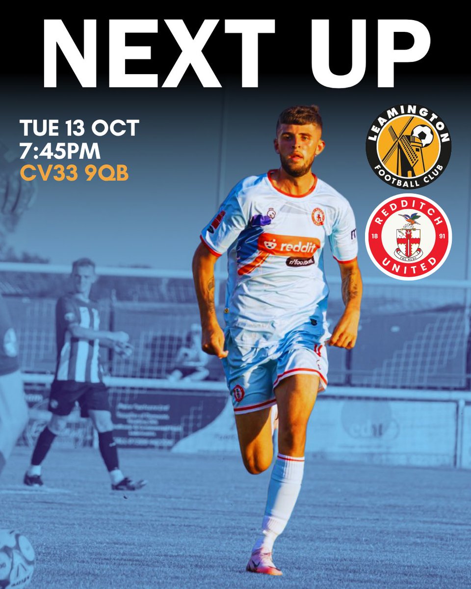 RedditchUtd's tweet photo. Making the short trip to Leamington on Tuesday night🌙

You can find your tickets here: https://t.co/ps6EojSQDG

#upthereds https://t.co/YXesRyyUtr