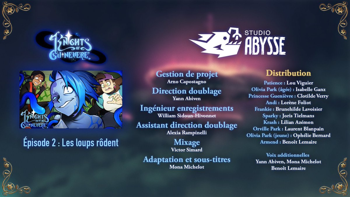 VoAkalise's tweet photo. Je suis la voix française d'Andi des Chevaliers de Guenièvre par @glitch_prod !

Bravo à tous les comédiens et l'équipe de @studio_abysse 🫶🏻 merci @yann_abiven pour la DA 🥹

#kog #knightsofguinevere #chevaliersdeguenievre #knightsofguinevereandi #andikog #glitchprod #glitch https://t.co/tr7otFHCKA