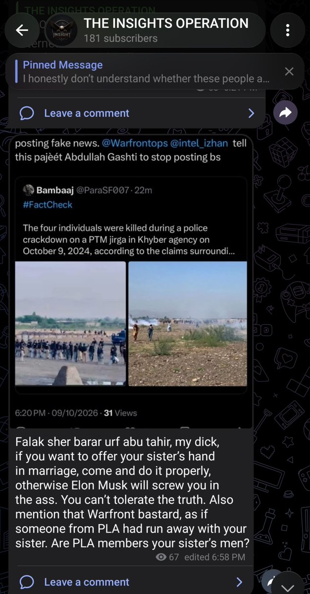 AwanKing699's tweet photo. Abdullah Gashti badri Ka kabba tatta Apne TG main apni behen Ka rishta deraha mujhe @Insightop091 @Insightop092 Nahi chahye Teri behen, Apne pas hi Rakh. https://t.co/2aS4QiOkEJ