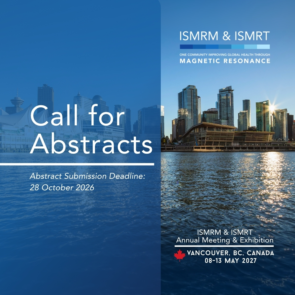 ISMRT_ISMRM's tweet photo. Have you started your abstract yet?
We’re 10 days into the submission window for the 2027 ISMRM & ISMRT Annual Meeting & Exhibition. Start today: https://t.co/f9T0Djuari
Abstract submission deadline: 28 October 2026
#ISMRM #ISMRT #MagneticResonance #MRAbstracts #MedicalImaging https://t.co/ZWlGy0OyVO