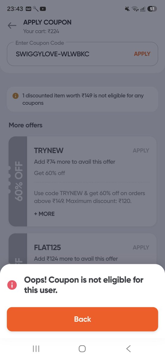 KrishanaTeja555's tweet photo. @SwiggyCares This is not addressed yet..even the poor resolution you could BEST offer isn't working to do my last order on #Swiggy https://t.co/fvqSoppSW9