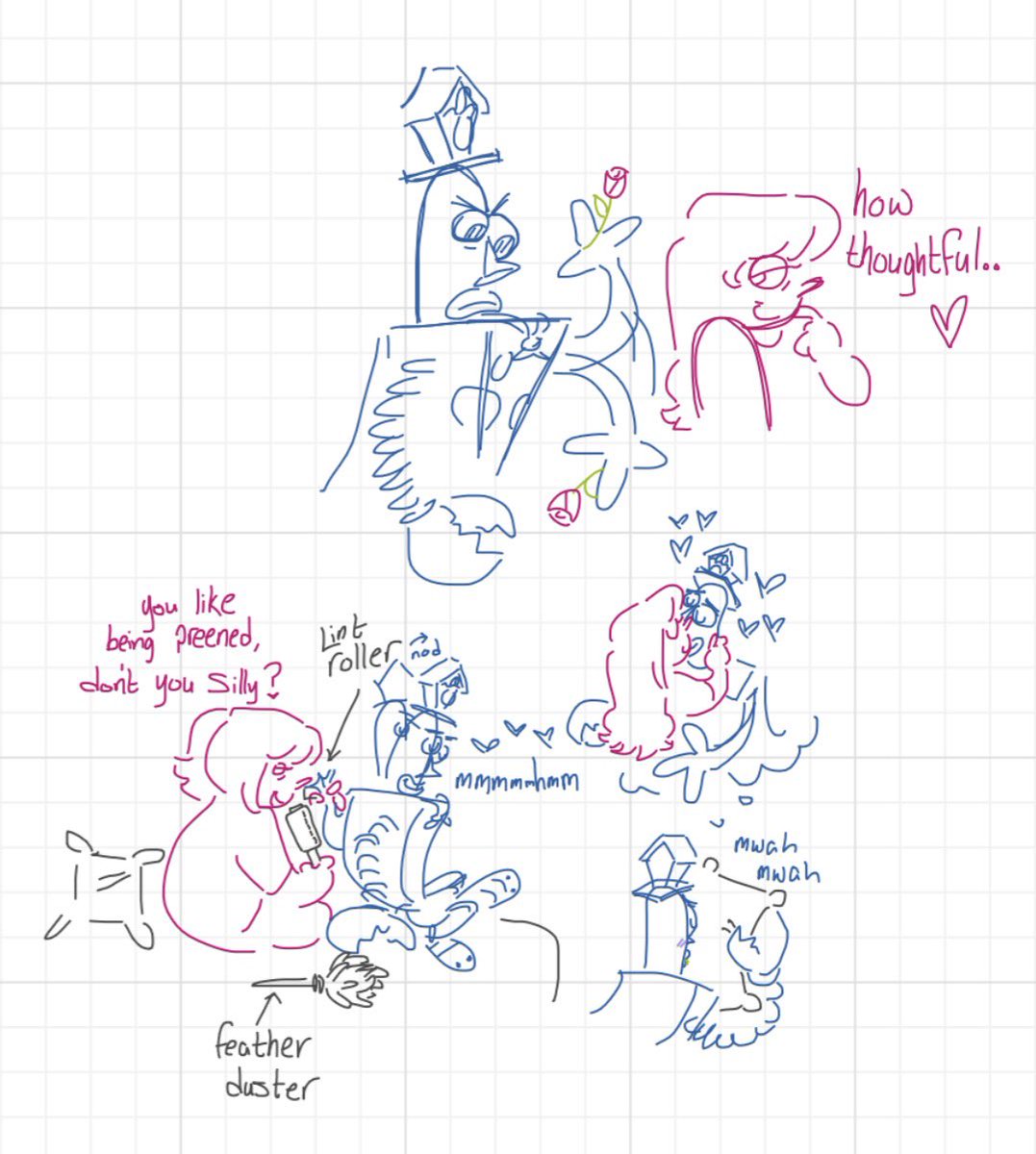 choralclock's tweet photo. These doodles were on @sillysamswife but I feel so giddy about them I’m hauling them to main https://t.co/cisLFZz5Dd