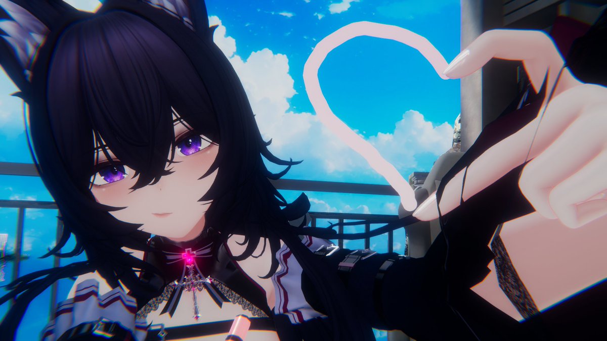 Ruu5201's tweet photo. 指ハートできてる…？
#YaokisubDesign #Kuroki #VRchat #TriturboFT #フェイストラッキング https://t.co/pCv9XwKZ1G