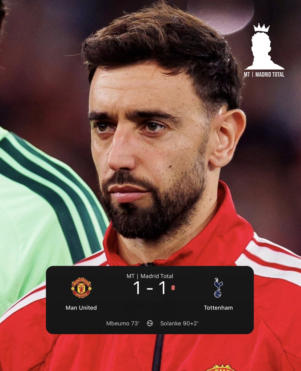 madrid_total2's tweet photo. El gran crack de Bruno Fernandes, no pudo ganarle al Tottenham con un jugador expulsado, que lleva 2 años peleando el descenso… y el partido fue de local. El Manchester United está en buenas manos.

El goat. 🐐🇵🇹 https://t.co/xtGOa8JyXE