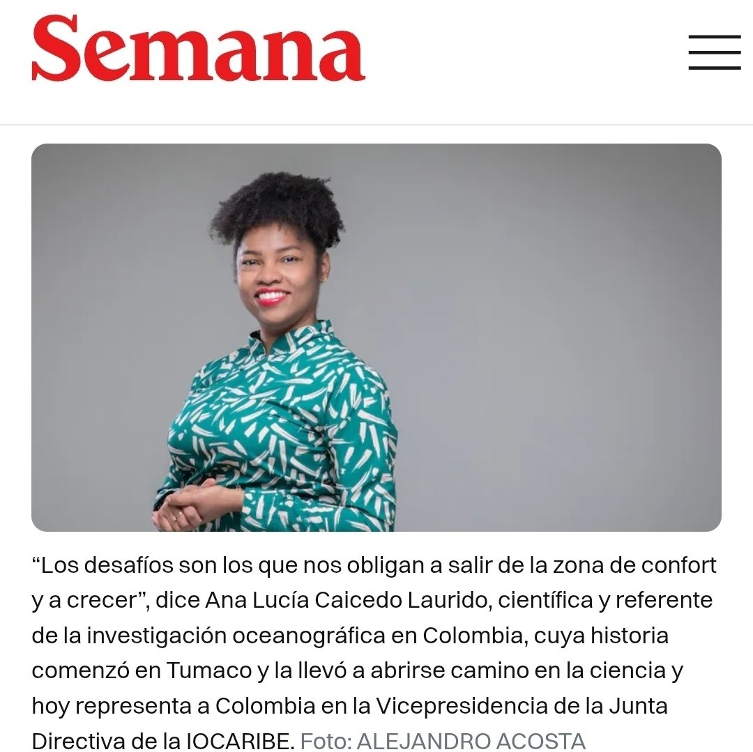 AngelaMaria29's tweet photo. Orgullo colombiano: Ana Lucía Caicedo Laurido será la primera mujer del país en ocupar la Vicepresidencia de IOCARIBE, organismo de la Comisión Oceanográfica Intergubernamental de la UNESCO. Un reconocimiento a su trayectoria científica y una muestra del talento con el que Colombia sigue ganando espacio en los grandes escenarios internacionales. 🇨🇴

https://t.co/cpuE4wnCGZ