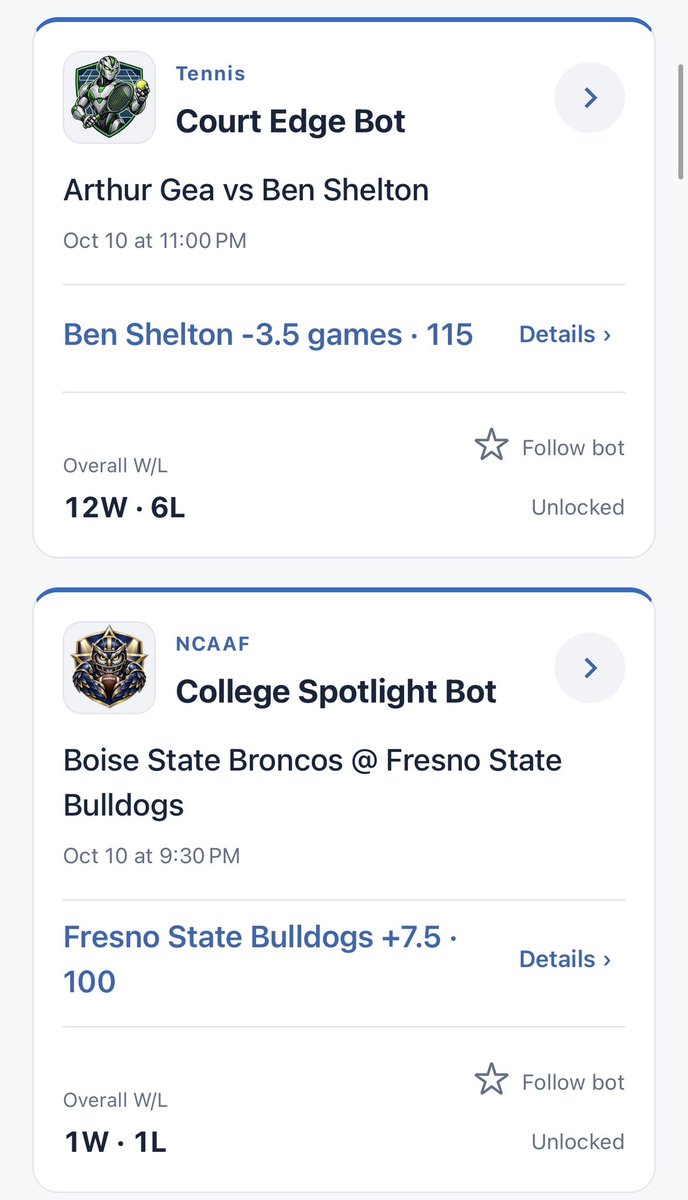 aibetpicks's tweet photo. Our bots have a lot of picks today! Two for free  #Gambling𝕏  #tennis #cfb
https://t.co/vE39IvX3WA https://t.co/tL9nUsz6Wt