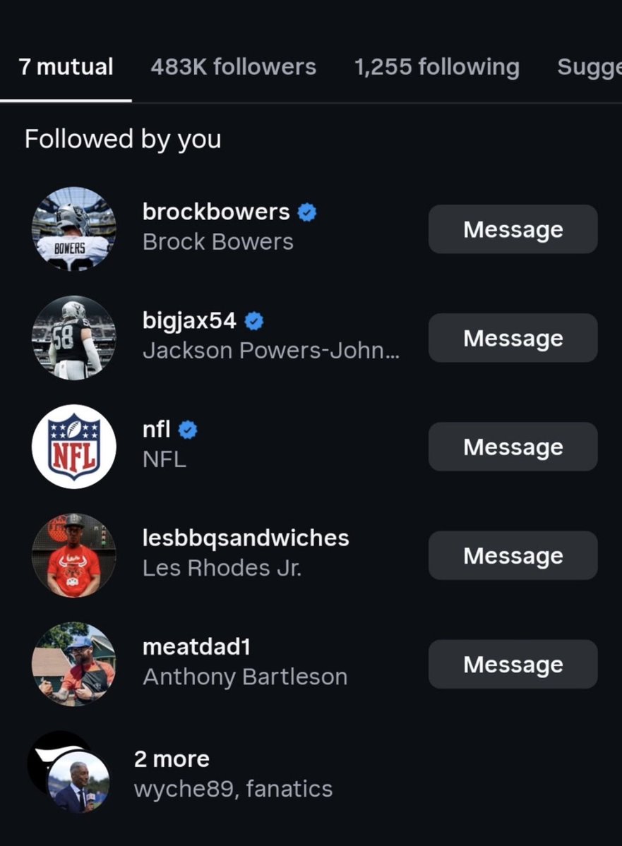 srchilaquilles's tweet photo. FYI Marvin Harrison Jr recent followers 

#raidernation https://t.co/S7hHbIYnaw