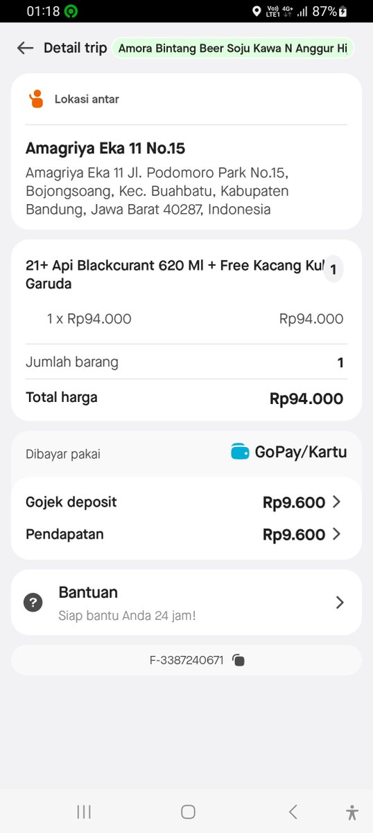 ardirush25's tweet photo. @prabowo @Gerindra dah cekal dan pidanakan saja @gojekindonesia ini saya 2x jarak 3 km yg seharusnya mendapat 11.200 gofood tgh malam ini malah 9600 krn semua di hitung di bawah 3 km alias di pangkas jaraknya ada yg 2,87km ada yg 2,89, dan anehnya orderan bisa minuman alkohol https://t.co/fxTT61l9uq