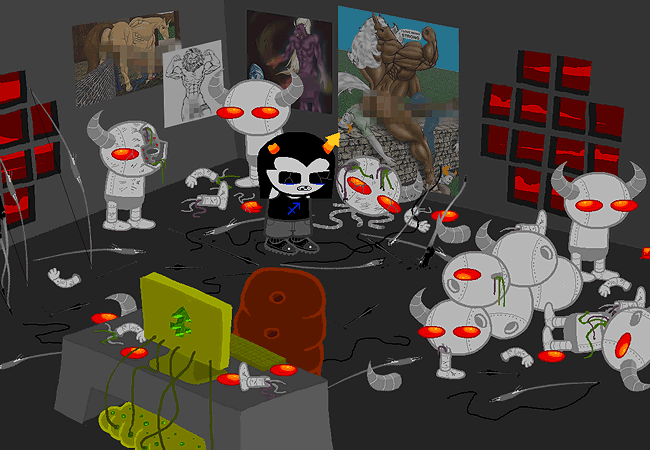 truculentJester's tweet photo. i feel like people dont talk enought about how smart equius is like he just casually has tons of robots he made himself, he made vriskas arms and tavs legs.. like????? ok!!! https://t.co/r5jRPUsBqR