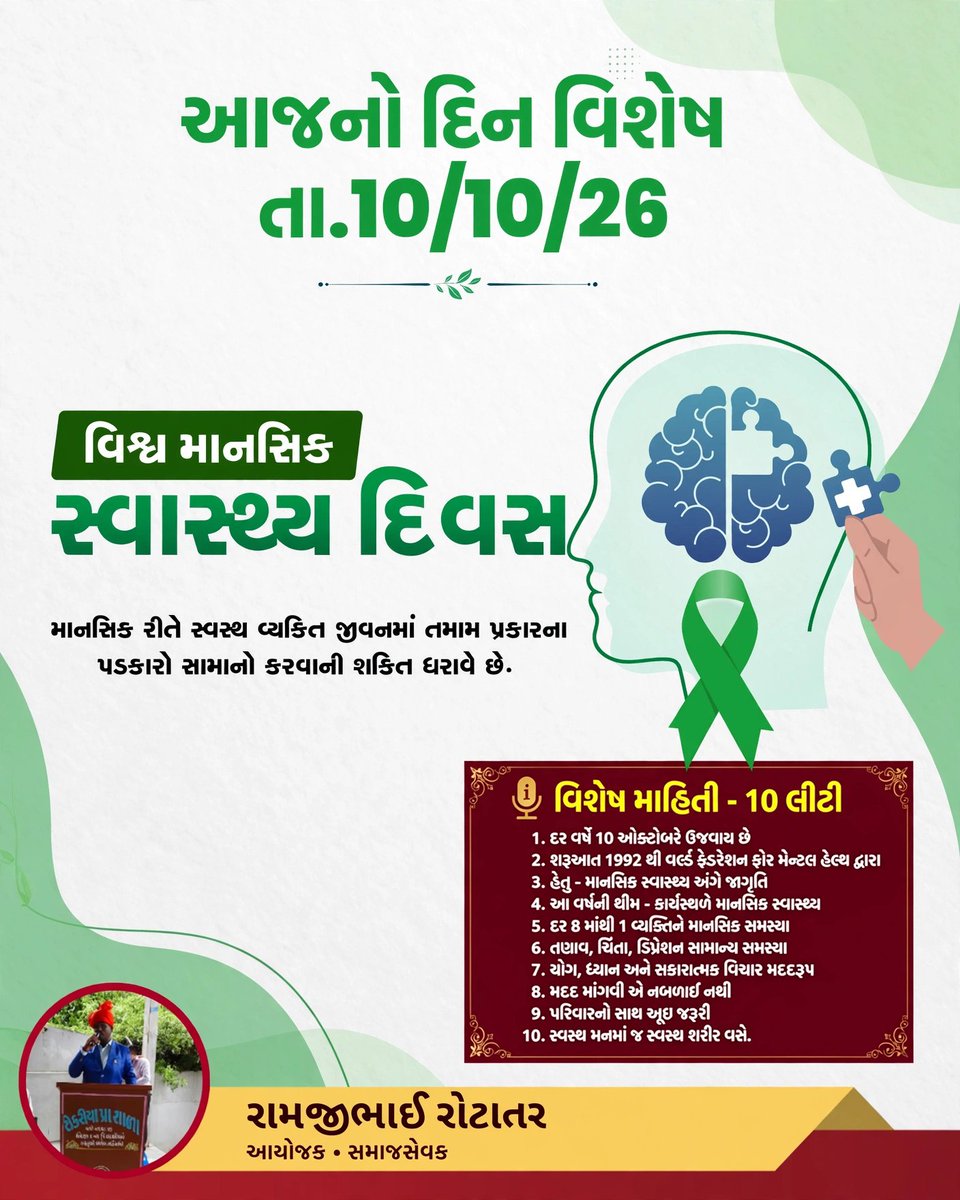 dc9558f33ba2463's tweet photo. #આજનોદિનવિશેષ #ઐતિહાસિકઘટનાઓ #તારીખ10ઓક્ટોબર #રામજીભાઈરોટાતર
#આરકેનારાયણ #જગજીતસિંહ #રેખા #વિદ્યાસાગરસેતુ
#AajnoDinVishesh #HistoricalEvents #10October #OnThisDay
#RKNarayan #JagjitSingh #Rekha #VidyasagarSetu
#WorldMentalHealthDay #WorldPostDay #IndianHistory #Gujarat https://t.co/xUHpzilLOo