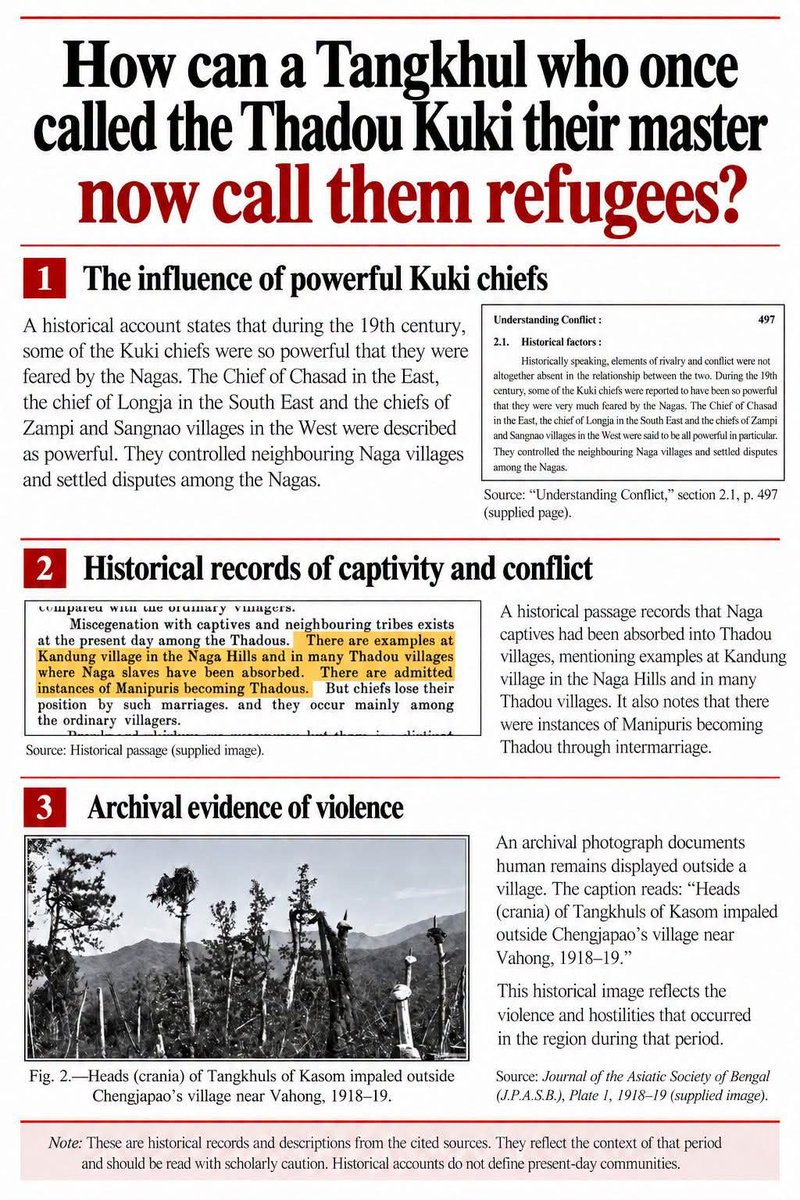 SeiminDoungel_'s tweet photo. To set a few facts straight, historical records stand as a testament to the Kukis’ authority and dominance in the hills of present-day #political_entity called #Manipur. 

While we have no intention of resting on the past glory of our #formidable_ancestors, today’s incident serves as yet another reminder that the martial spirit of the Kuki people remains unbroken. History speaks of our #legacy and the present continues to test our mettle.

While killings and the destruction of property are condemnable and must never be glorified, a fundamental truth must not be ignored; when history is distorted, facts are manipulated and narratives are fabricated to serve vested political agendas, conflict becomes an inevitable consequence. No lasting peace can be built upon lies, propaganda and the deliberate erasure of a people's #HISTORY_and_IDENTITY.

The Kuki people are #PeaceLoving, but peacefulness must never be misconstrued as weakness, nor restraint mistaken for helplessness. When a community is subjected to relentless propaganda, intimidation and terror that threaten its very existence, there will inevitably be consequences.

Peace demands #Truth, justice demands #Historical_Honesty and coexistence demands #MUTUAL_RESPECT. No community should be expected to surrender its identity, dignity or legitimate rights in the face of aggression. Lasting peace in Manipur will remain #Elusive until truth prevails over propaganda and justice takes precedence over #Political_Expediency.

@IndiaTodayNE @the_hindu @PMOIndia @HMOIndia @IndianExpress