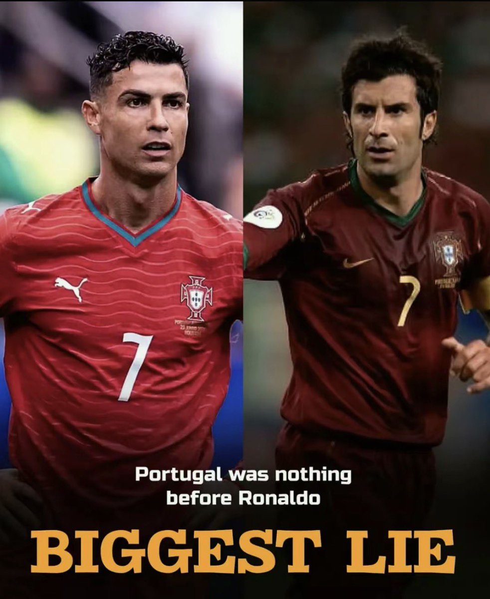 RealBarcaAddict's tweet photo. The Biggest lie in football history? 👇🏻

Social media loves the myth that Portugal was nothing before Cristiano Ronaldo. The cold, hard history books prove otherwise.

Before Ronaldo ever made his very first international start on June 16, 2004:

2 Ballon d'Or Winners (Eusébio & Luís Figo)

🥉World Cup 3rd Place Finish (Portugal's highest ever CR7 has never reached the top 3)

World Cup Golden Boot Winner (Eusébio with 9 goals, Ronaldo has never won a Golden boot at world cup)

2x UEFA Euro Semi-finalists (1984 France and
2000 Germany

Ronaldo didn't create Portugal's footballing identity. He inherited a legacy built by absolute giants.

Stop letting internet memes rewrite history.

Respect Portugal's true heritage! C

Luis Figo, Rui Costa, Vitor Baía, Fernando Couto, Paulo Sousa.