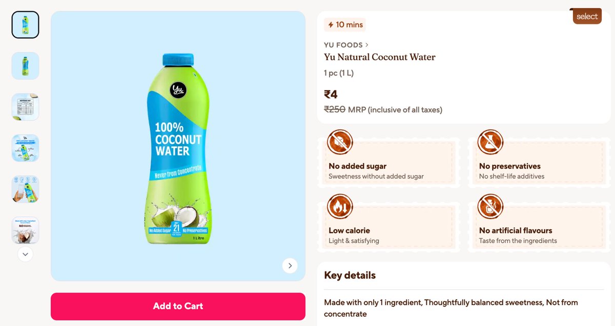 dealsvelocity's tweet photo. 🚨 Zepto Loot @ ₹4 🥥
Yu Natural Coconut Water (1L) @ Just ₹4 🔥
🛒 Grab Now:
https://t.co/YUqWnavU39
⚡ Follow @Dealsvelocity for Real-Time Deal Drops. ⚡
#Zepto #CoconutWater #YuFoods #LootDeals #SuperSaver #ZeptoLoot #Deals https://t.co/UwnUzsf1aI