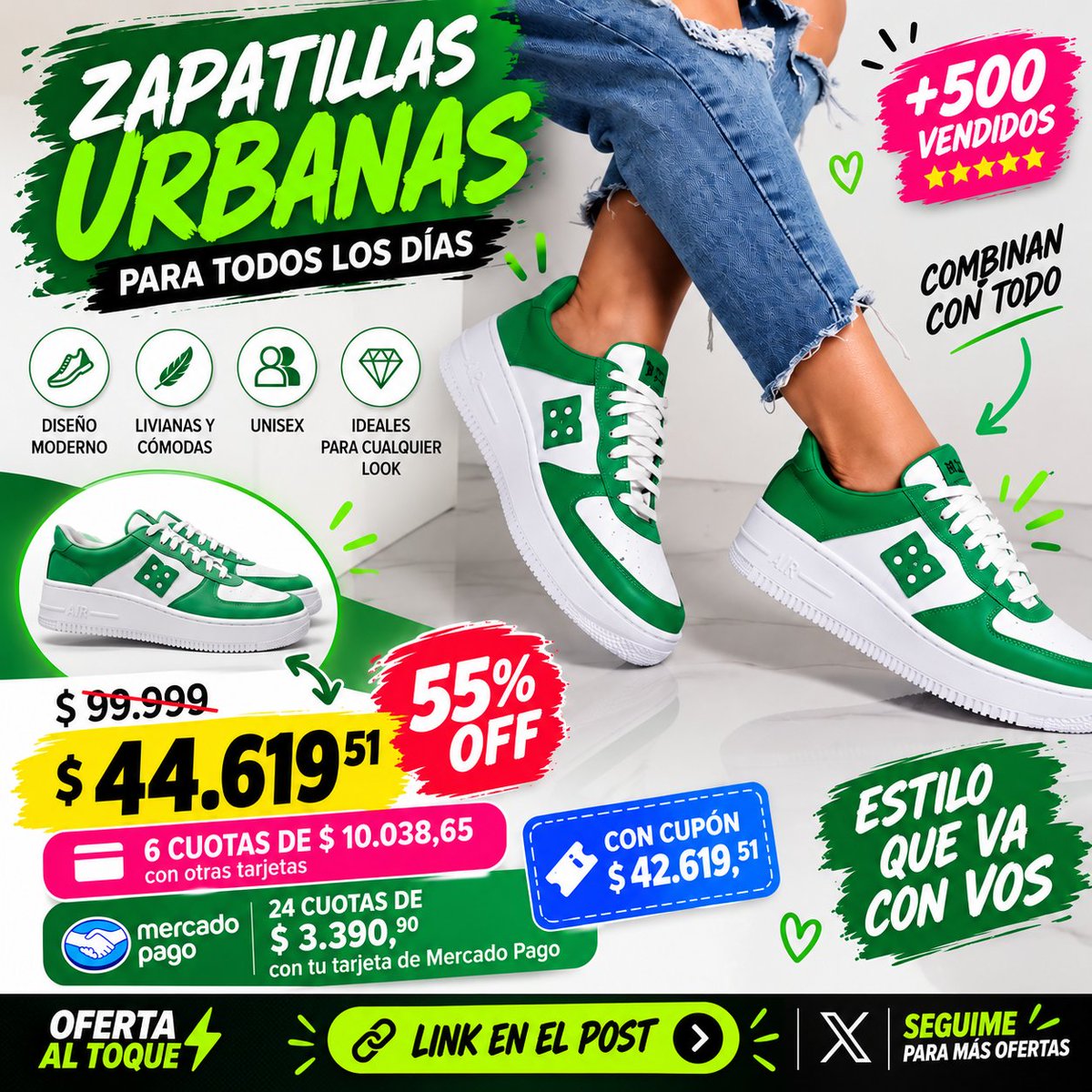 ofertaaltoque's tweet photo. zapas super  low cost ! 

👟 55% OFF EN UNAS URBANAS QUE VAN CON TODO

🔗https://t.co/NgN2sN88JW

💰 $44.619,51
🎟️ Con cupón: $42.619,51
💳 6 cuotas de $10.038,65
💚 24 cuotas de $3.390,90 con Mercado Pago
🛒 +500 vendidos
⭐ 4,7/5
Unisex, cómodas y con un look que levanta cualquier outfit.