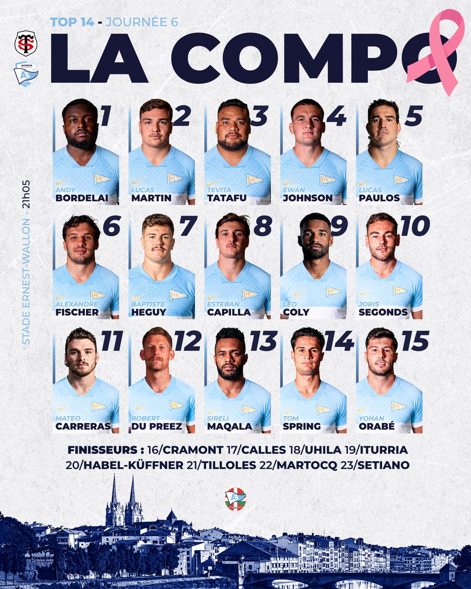 AvironNews's tweet photo. La compo’ pour le déplacement chez le champion de France ! 🩵🤍
#STAB https://t.co/FeNo2IVqKB