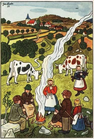 czechcookbook's tweet photo. Czech traditional autumn / fall illustrated by famous Josef Lada.🍁 🍎 https://t.co/x68rwO3uRy