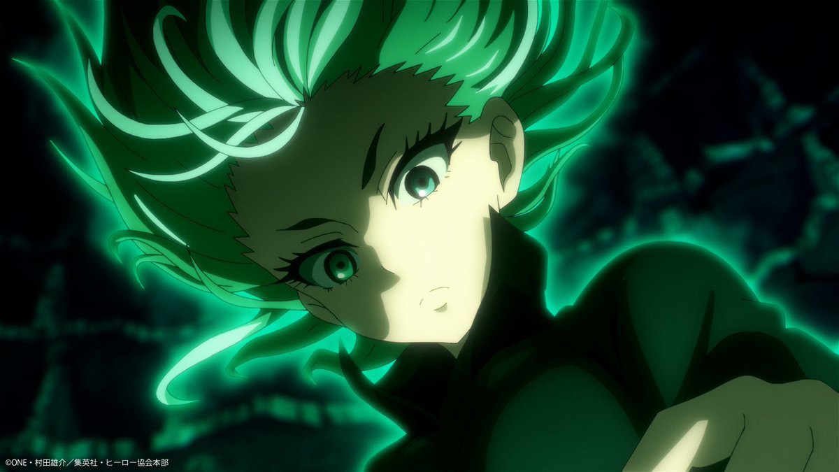 TatsumakiLife's tweet photo. Better look at Tatsumaki in the One Punch Man Season 3 Part 2 PV 💚💚💚 https://t.co/BnXaIR1z6L