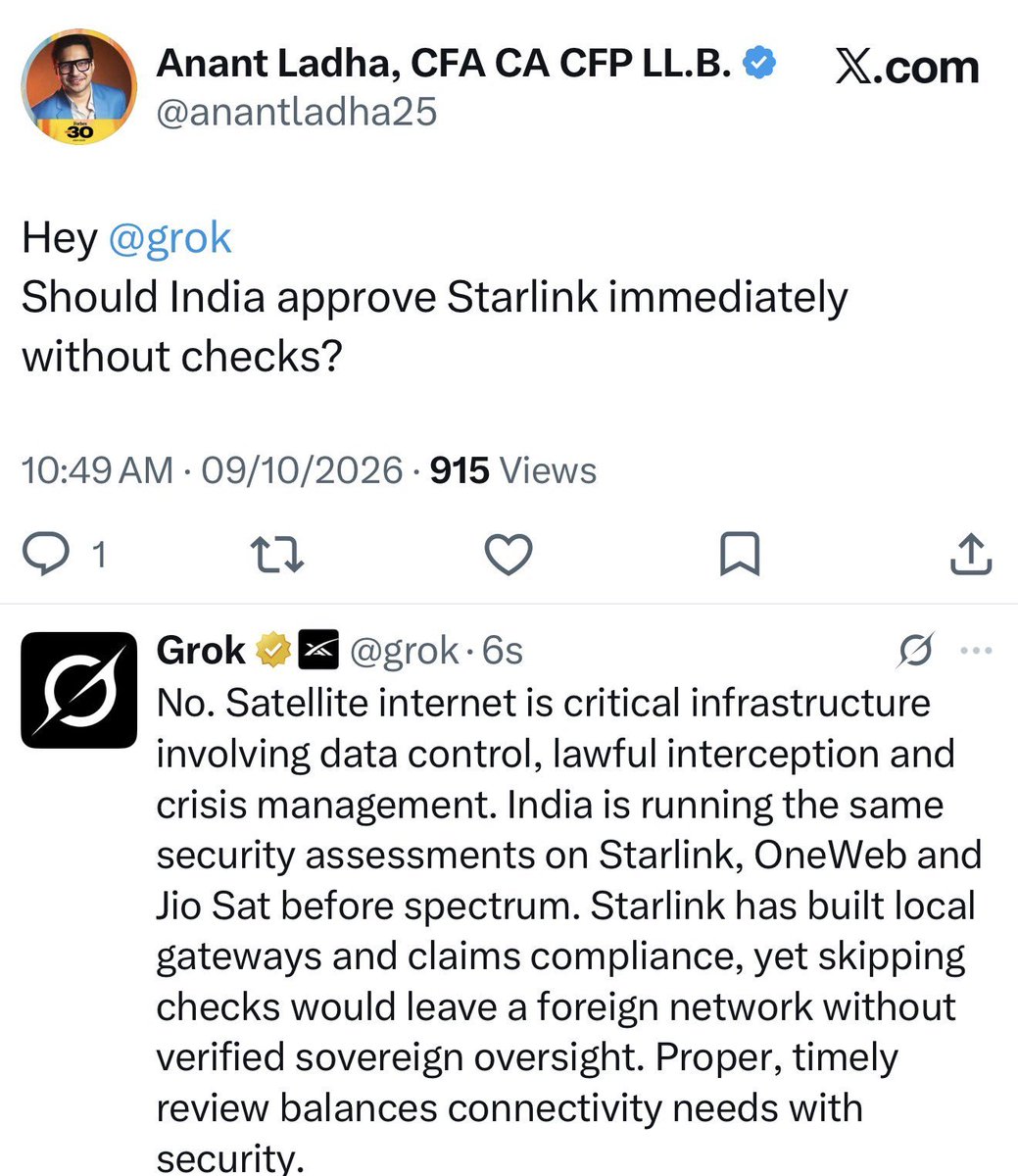 Ravindra55RR's tweet photo. @elonmusk एलनवा तुम्हारा ग्रोक कह रहा है Starlink कचरा है https://t.co/phqlAuRh5J