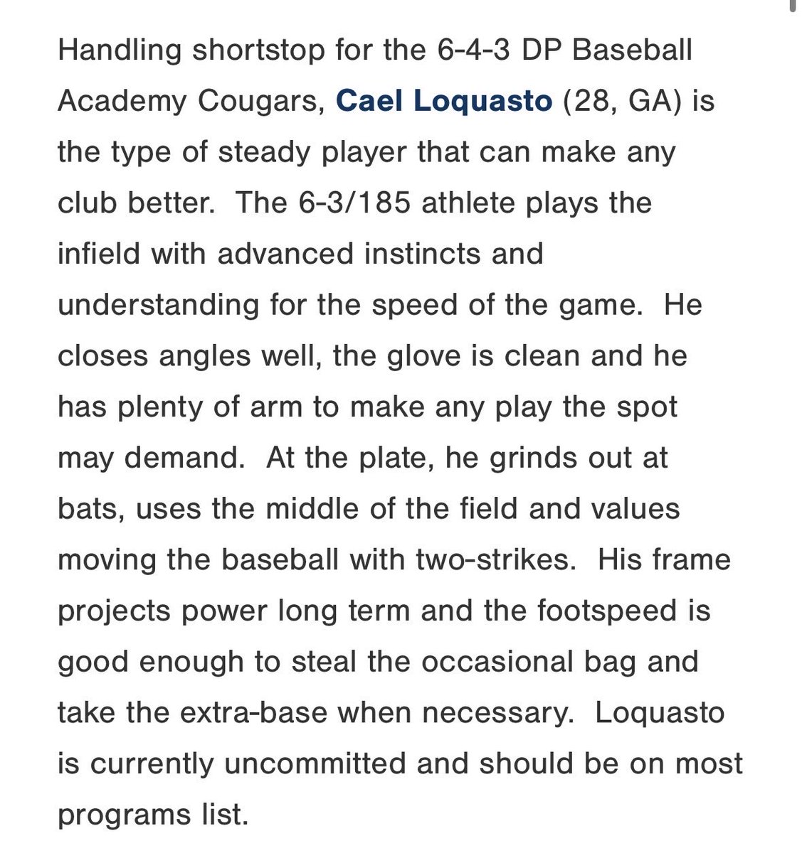 Cael_Loquasto's tweet photo. Thank you @PG_Scouting  ! Had a lot of fun this week in Jupiter. Excited to keep building off of the fall this off season. 
@BT_Baseball 
@CoachRodey 
@MikeSantello https://t.co/7m1vdYQpNl