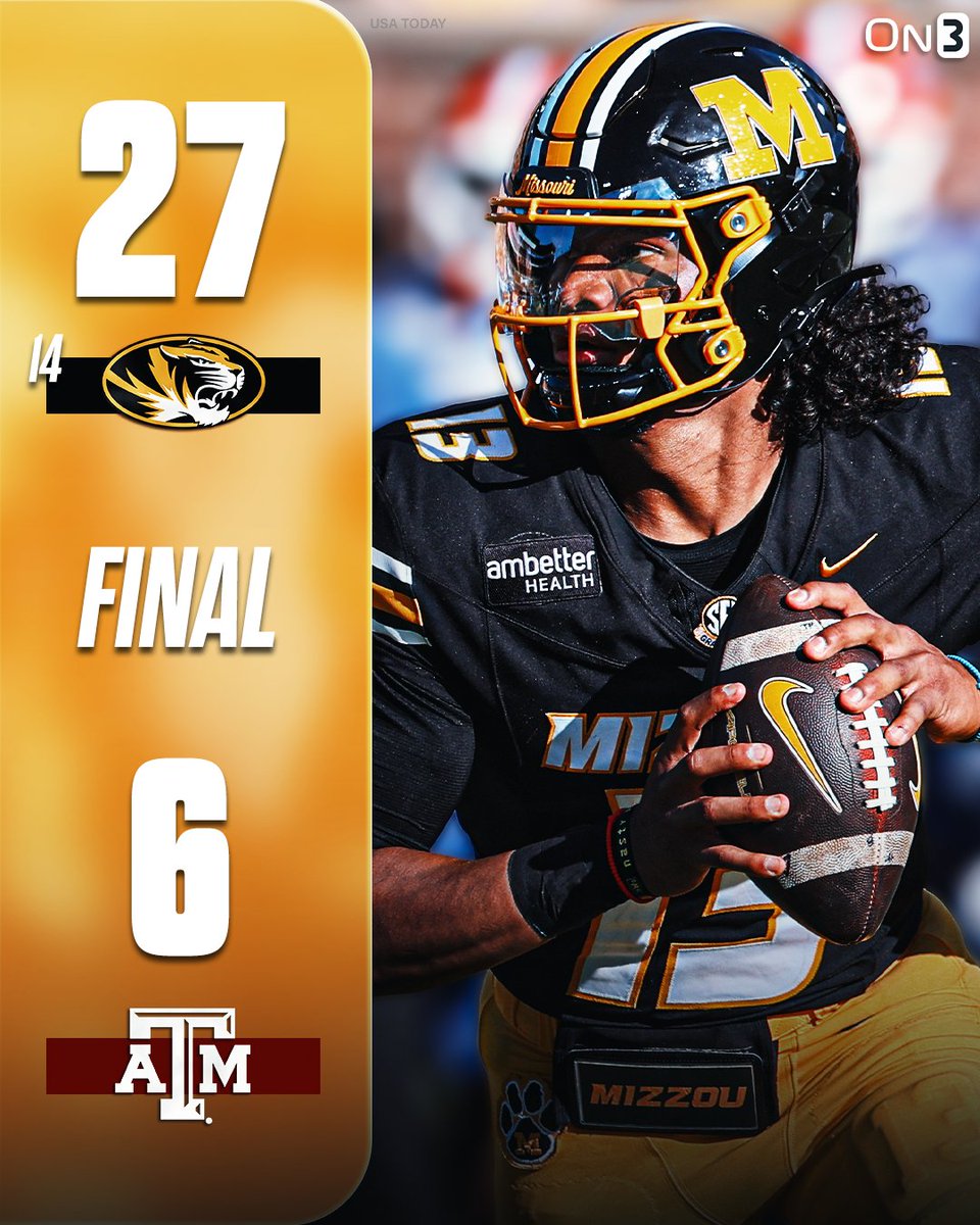 On3's tweet photo. No. 14 Missouri dominates Texas A&amp;M🐯

https://t.co/Po1QnolVww https://t.co/IQc2qSbXth
