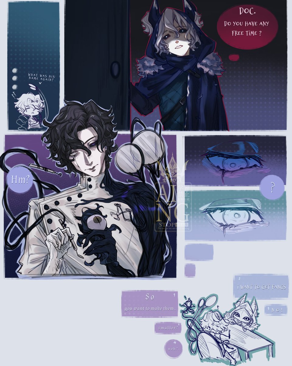 TRAITOR1_'s tweet photo. Dentist appointment🦷❄️                    🎱

#finsenhunter #IdentiyV #第五人格 https://t.co/ABPpjkCv99