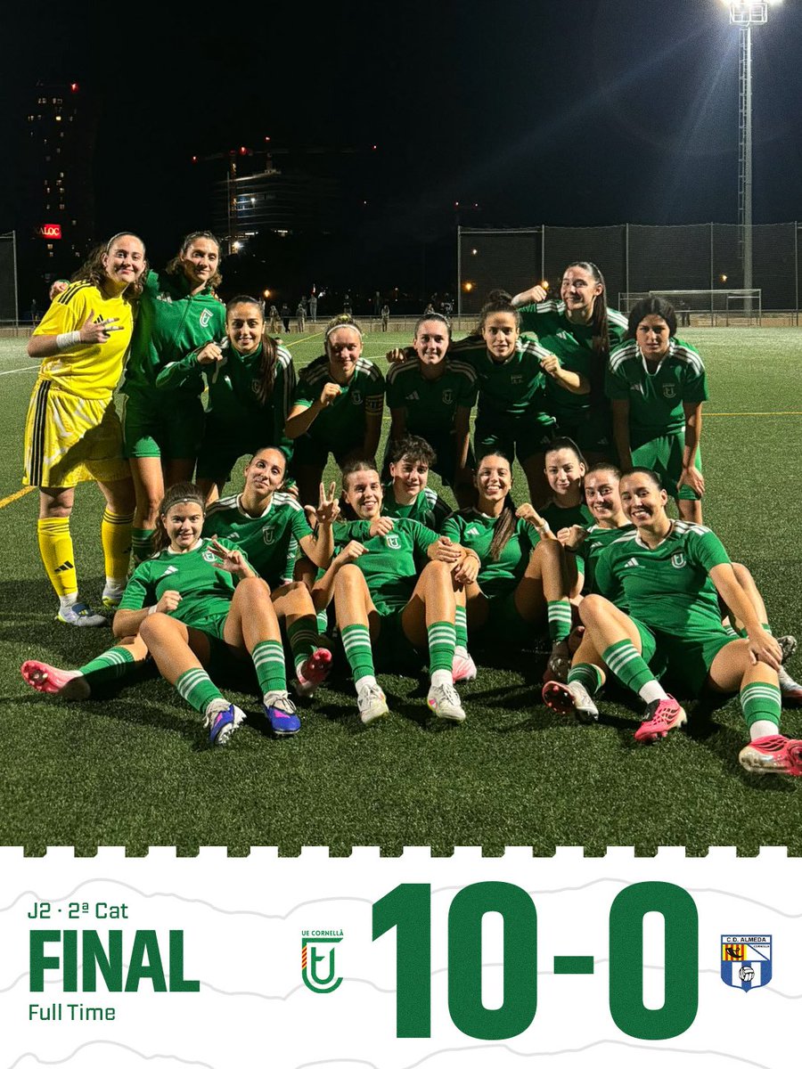 ue_cornella_fem's tweet photo. 🤩 Estrena oficial amb victòria! 

Huge debut from the team.

Un inicio ilusionante ¡Vamos! 💚

#UECFem https://t.co/RhId4lWIOv