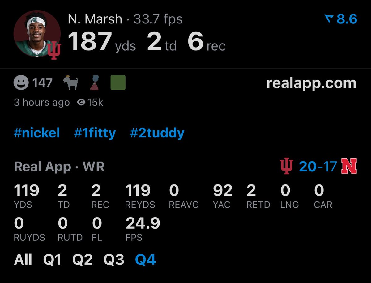 realapp's tweet photo. Nick Marsh in the 4TH QUARTER 🤯

2 REC
119 YDS
2 TD https://t.co/LE5UoqMB1Z