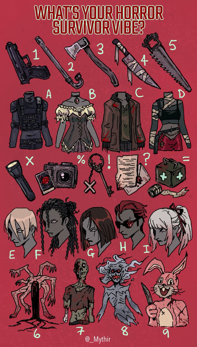 _mythir's tweet photo. Youre in a survival horror game.. what are you carrying, wearing? And worst of all.. what pursues you? 👁

#horror #october #halloween #games #meme https://t.co/8uB2OtpO0N