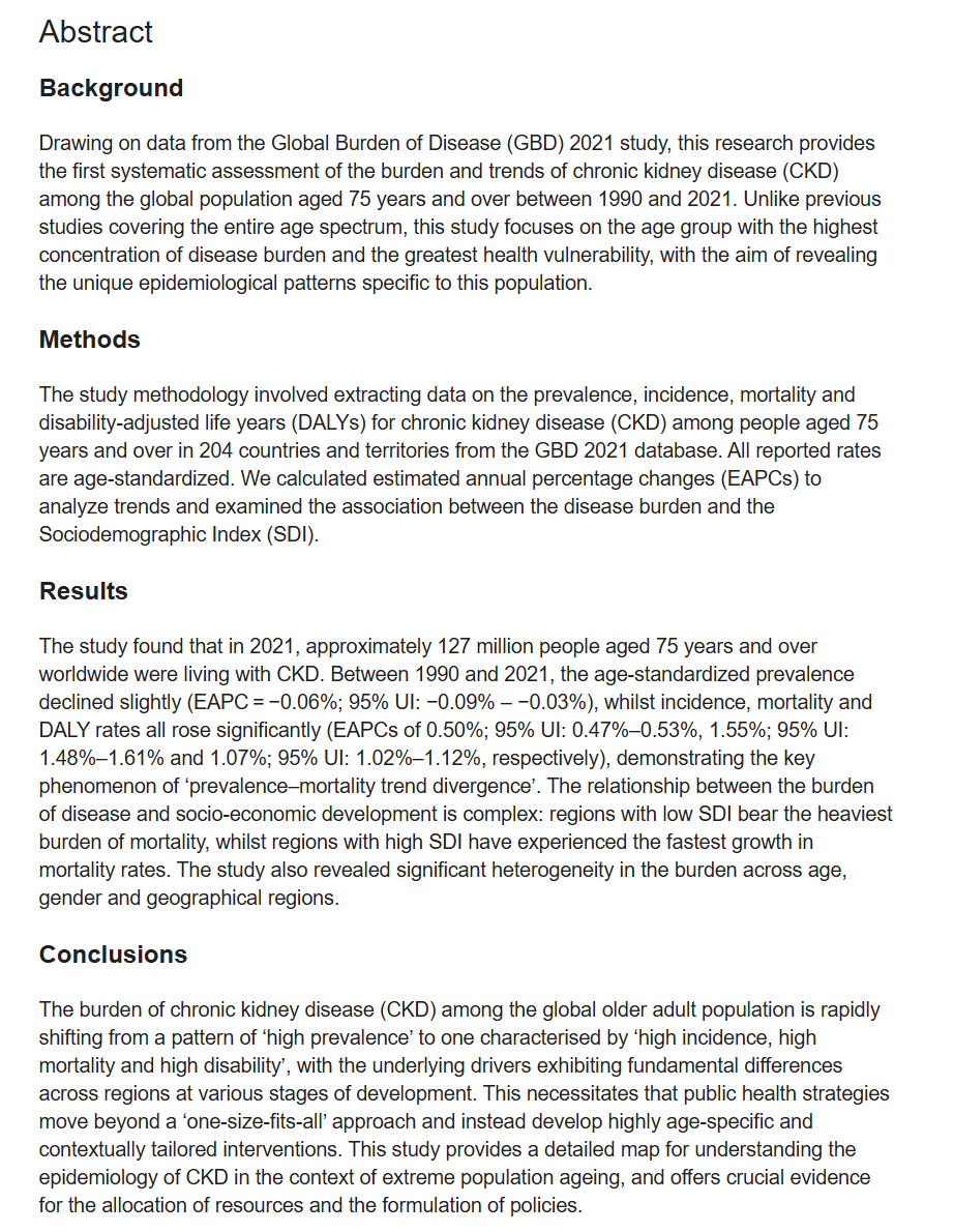 Info4Practice's tweet photo. New on https://t.co/rfJSwQ0Dqo | Global, Regional, and National Burden of chronic kidney disease in older adults from 1990 to 2021: Results from the Global Burden of Disease Study 2021 | https://t.co/aqWMT1fGE2 https://t.co/DpdS5AzRIk