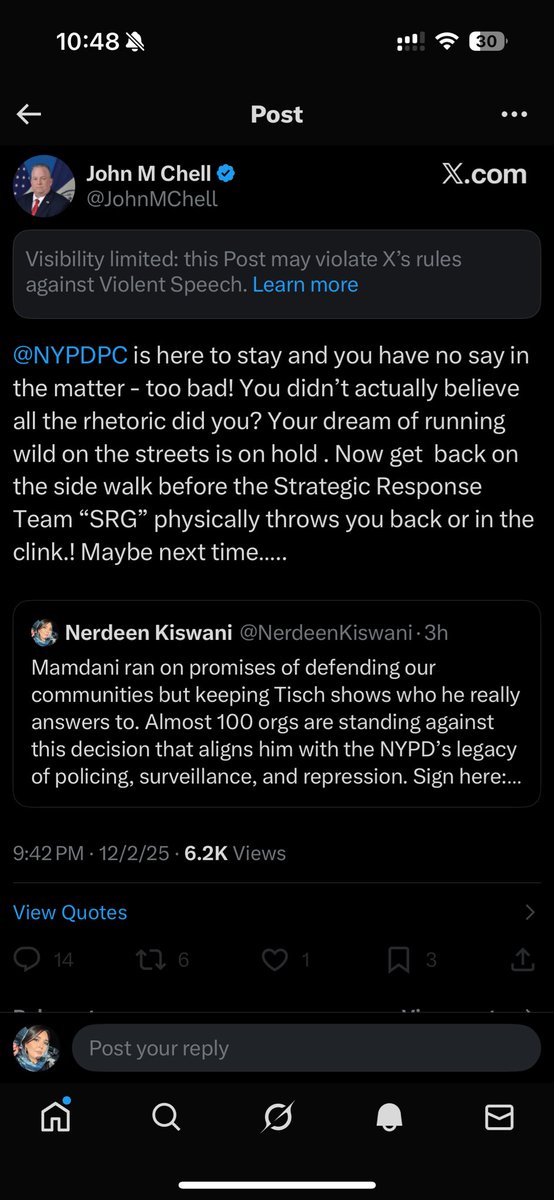 NerdeenKiswani's tweet photo. I find it funny how people invent hypothetical threats against Mamdani to justify keeping Jessica Tisch as NYPD Commissioner. “Maybe they threatened him behind the scenes!” “Maybe his life is at risk!” Based on what?

I’ve been brutalized by the NYPD multiple times and am suing them. Their former highest-ranking uniformed officer publicly threatened me with violence and arrest, while another top official tried to discredit my account of police ripping off my hijab by releasing footage taken after it happened.

None of that has stopped me from demanding justice for New Yorkers subjected to police violence or Palestinians subjected to the NYPD’s collaboration with Israeli occupation forces.

And if the NYPD is supposedly so dangerous that even the mayor can’t challenge its leadership, isn’t that an even stronger argument for confronting its power rather than accommodating it?

Why should ordinary people be expected to risk their safety fighting institutions that elected officials are excused from challenging?