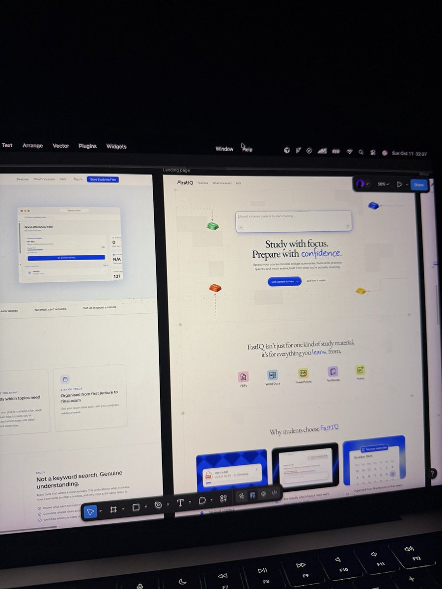 IwuezeAmarachi's tweet photo. 2:15 AM, 5 hours later 😅

I spent two hours surfing the internet and another 30 minutes on a call with the founder, trying to understand @fastiqonline , its audience, and what university students actually need.

I knew I didn’t want the website to feel too playful or too serious. I wanted something in between, something students could relate to, but that still gives you that feeling of focus and actually getting work done.

Well yeah, that’s the thinking behind this hero section. I wanted to make sure what you’re seeing actually communicates what FastIQ is about, not just a nice design.