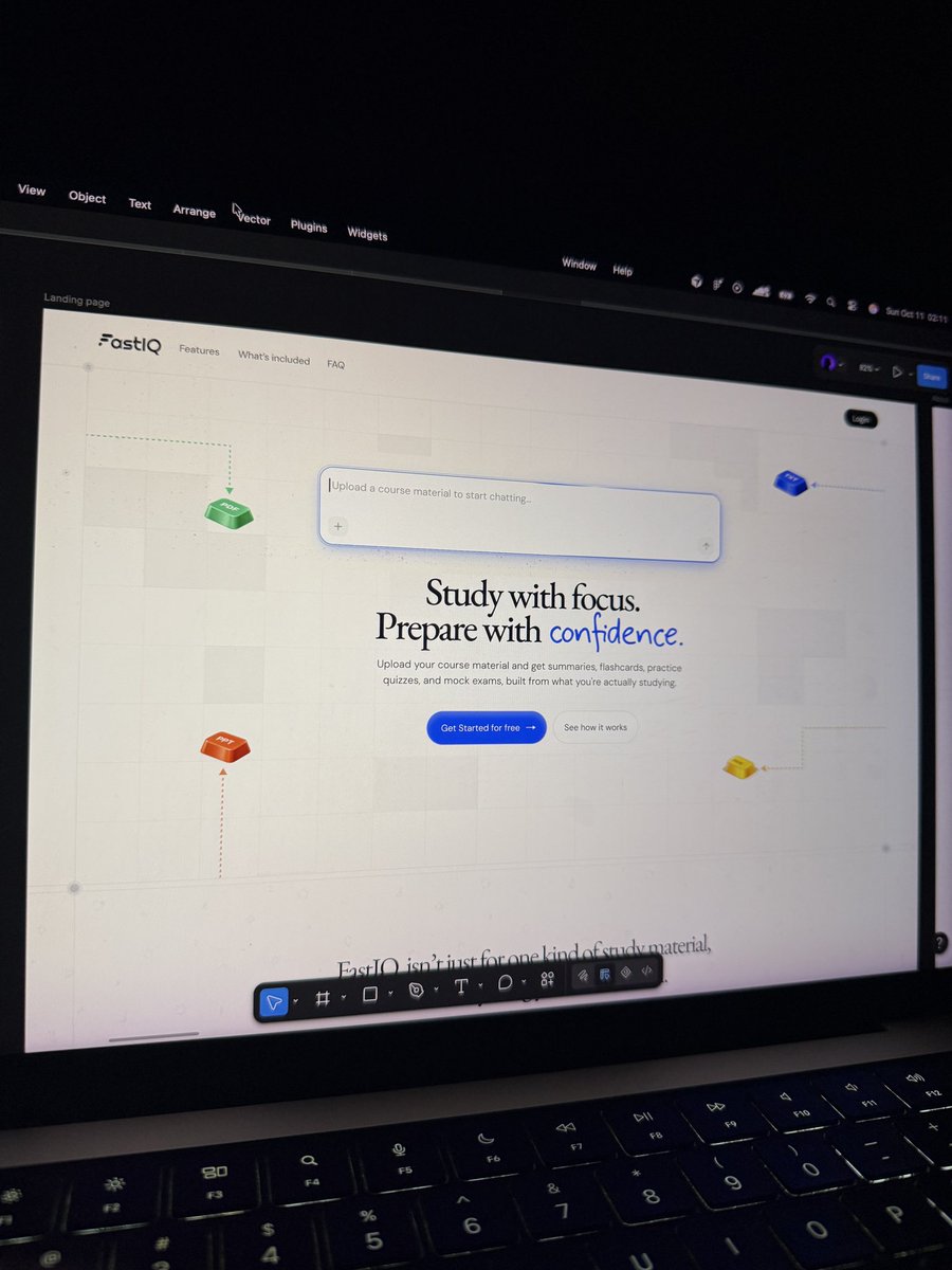 IwuezeAmarachi's tweet photo. 2:15 AM, 5 hours later 😅

I spent two hours surfing the internet and another 30 minutes on a call with the founder, trying to understand @fastiqonline , its audience, and what university students actually need.

I knew I didn’t want the website to feel too playful or too serious. I wanted something in between, something students could relate to, but that still gives you that feeling of focus and actually getting work done.

Well yeah, that’s the thinking behind this hero section. I wanted to make sure what you’re seeing actually communicates what FastIQ is about, not just a nice design.