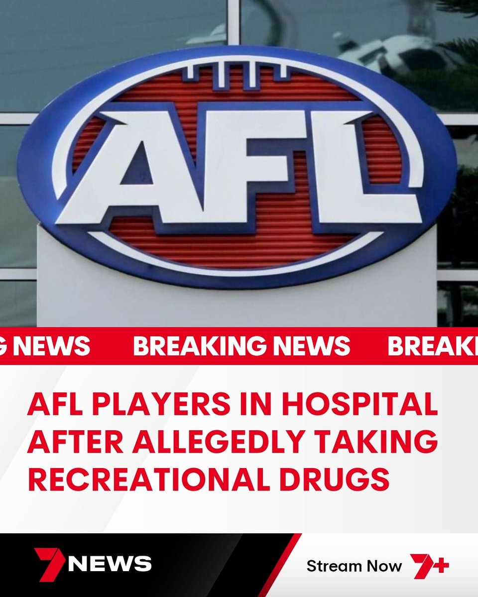 7NewsMelbourne's tweet photo. BREAKING: A Melbourne based AFL team has been plunged into an off-season crisis with players forced to report to hospital after suffering complications from allegedly taking recreational drugs.📌 MORE: https://t.co/QI03PCepph @cassiezervos https://t.co/crBpGelYeu