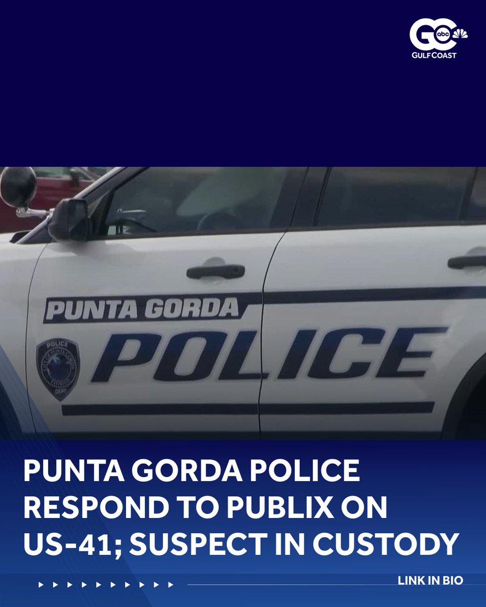 GCNNow's tweet photo. Punta Gorda police respond to Publix on US-41; suspect in custody | LINK IN BIO https://t.co/nwctkvp5q5