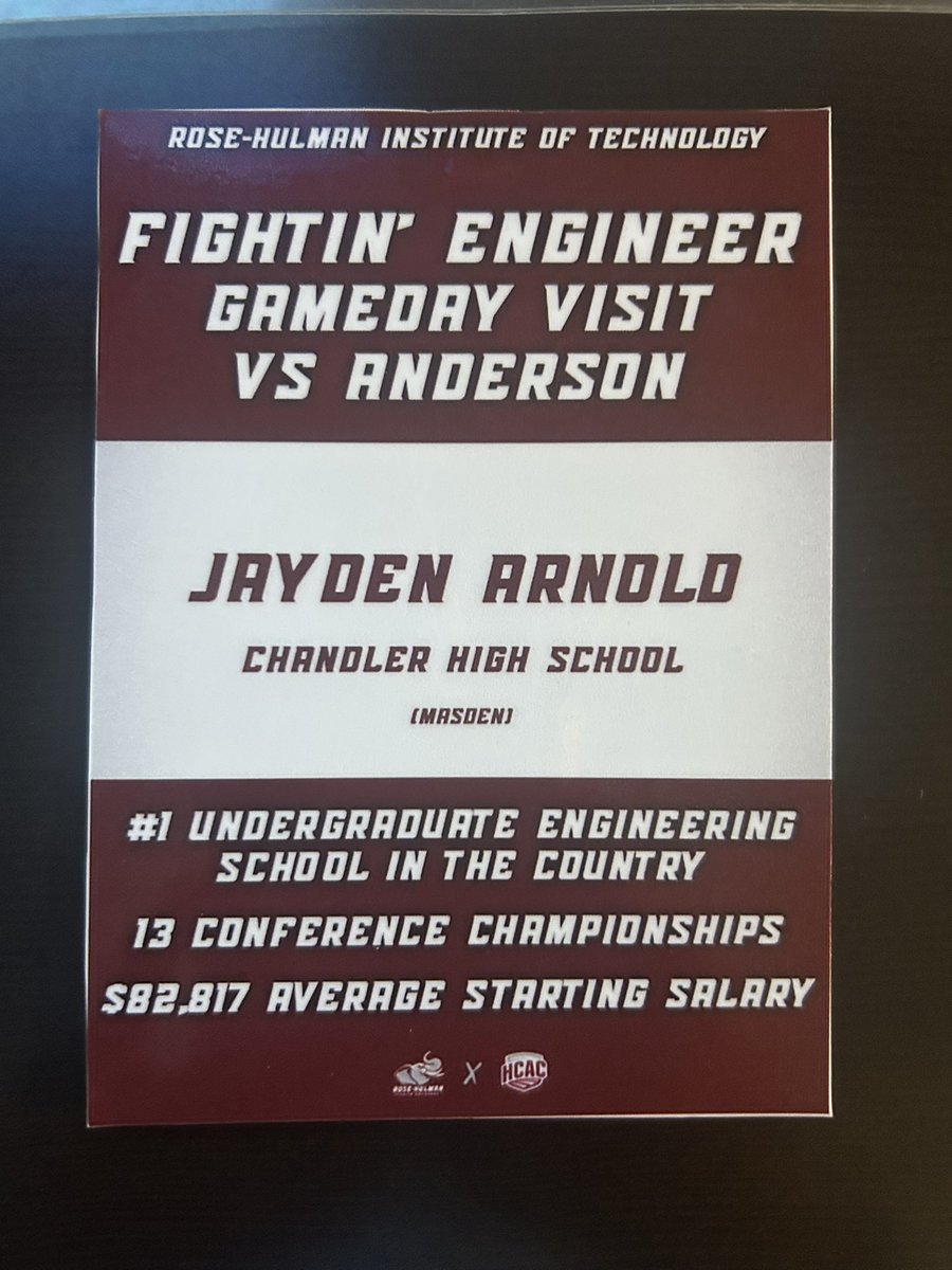 Jay_Arnold13's tweet photo. I had a great time at @RoseHulmanFB watching their 52-21 victory and talking to the coaches! #wework 🐘🟥⬜️
@CoachSokolRHIT @Coach_Stanton1 @CoachMas_35 @CoachSkibba https://t.co/UCrUadYsIV