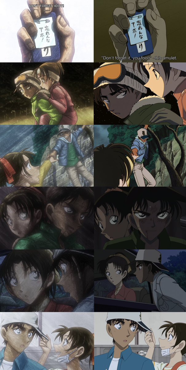 shoujosquirrels's tweet photo. The homage to some of Heiji and Kazuha’s iconic memories through the series and the actual episode images of them. 🥹 https://t.co/6NkLefcuB6